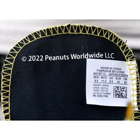 New! Size: 9.5 Men/11.5 Women | Converse Chuck 70 Hi Peanuts Woodstock | A01871C - Picture 15 of 16